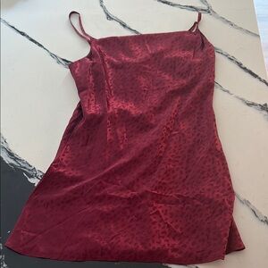 Red Leopard Print Slip Dress